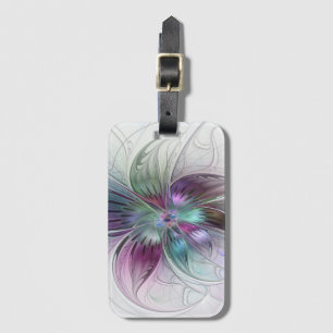 Colorful Abstract Flower Modern Floral Fractal Art Luggage Tag