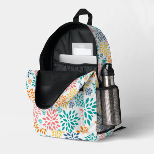 Colorful Abstract Flowers Pattern Printed Backpack