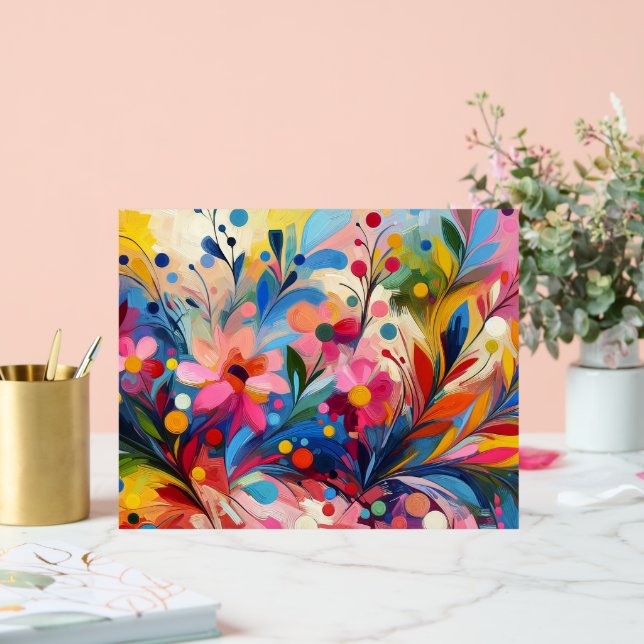 Colorful Abstract Flowers Vibrant Explosion Art Ch Acrylic Sign (Wedding)