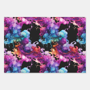 Colorful Abstract Fluid Art - Vibrant and Dynamic  Wrapping Paper Sheet