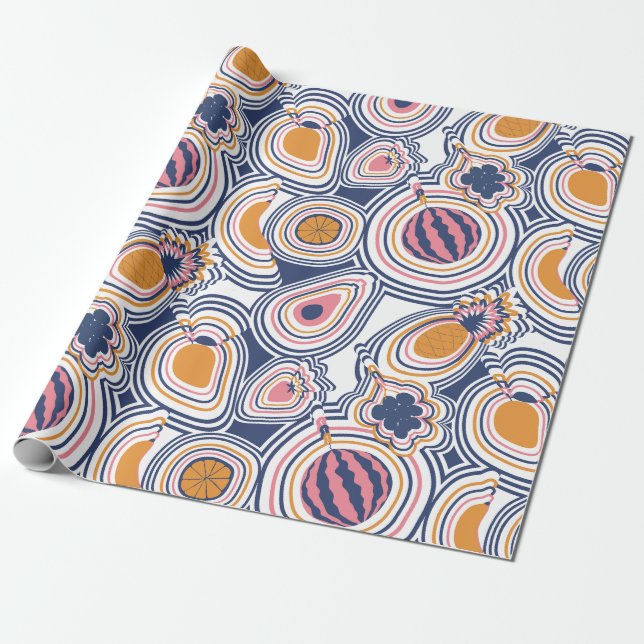 Colorful Abstract Fruit Pattern Wrapping Paper (Unrolled)