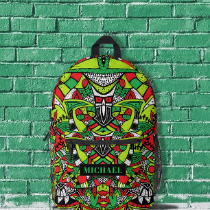 Colorful Abstract Funky Geometric Kaleidoscope Printed Backpack
