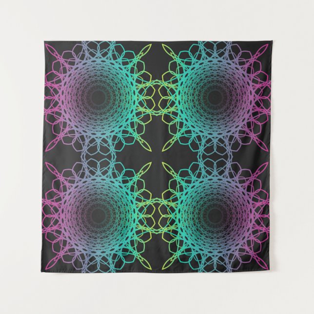 Colorful abstract geometric lace seamless pattern  tapestry (Front)