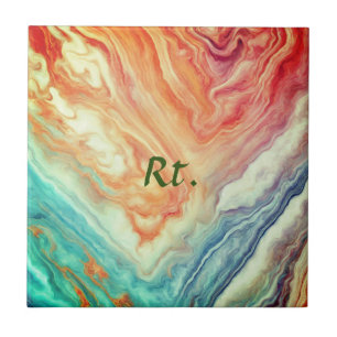 Colorful abstract geometric marble add name letter tile