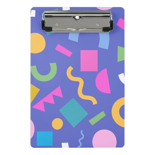 Colorful Abstract Geometric Memphis Style Pattern Mini Clipboard (Front)