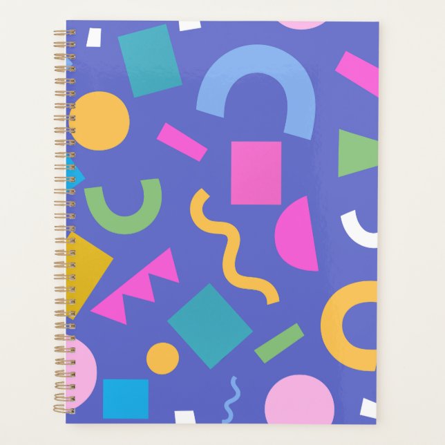 Colorful Abstract Geometric Memphis Style Pattern Planner (Front)