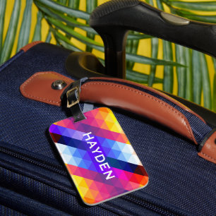 Colorful Abstract Geometric Pattern Personalised Luggage Tag