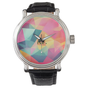 Colorful abstract geometric shapes add letter name watch