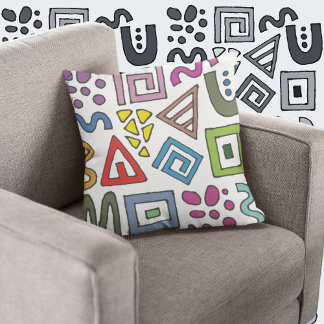 Colorful Abstract Geometric Shapes Modern Funky Cushion