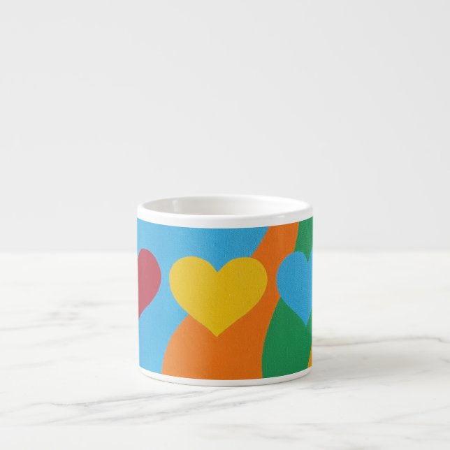 Colorful Abstract Hearts Espresso Mug (Front)