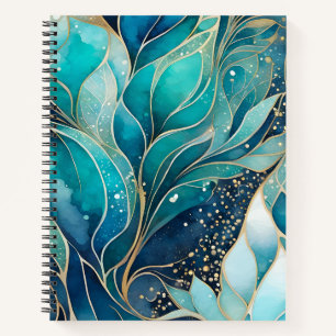 Colorful Abstract Ink Art Spiral Notebook