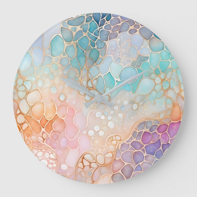 Colorful Abstract Ink Art Wall Clock (Front)