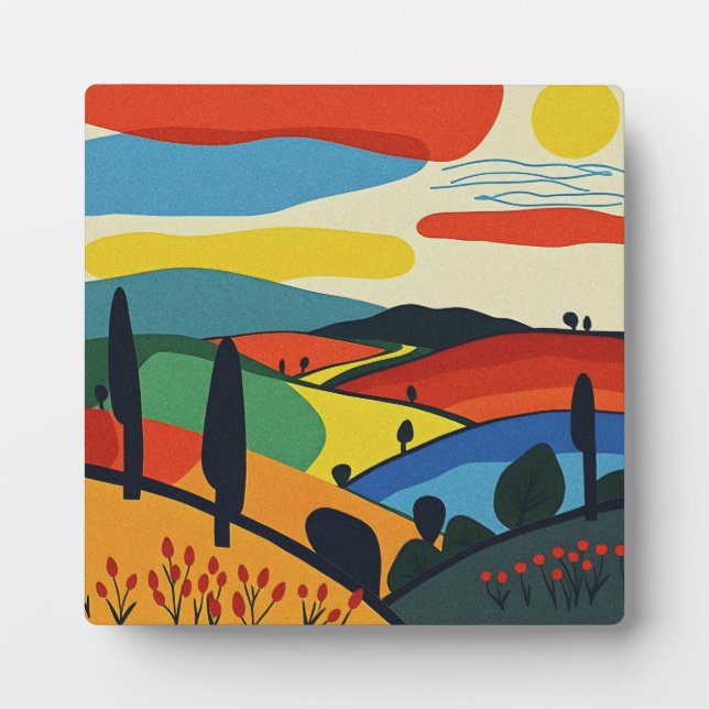 Colorful Abstract Landscape Art Plaque (Front)