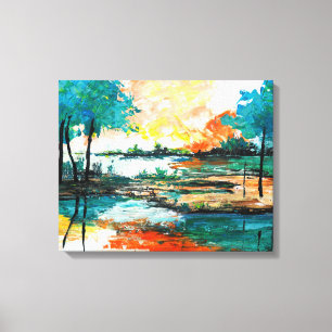 Colorful Abstract Landscape Stretched Canvas Print