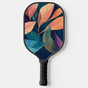Colorful Abstract Leaves Pickleball Paddle
