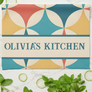 Colorful Abstract Mid Century Modern Pattern Tea Towel