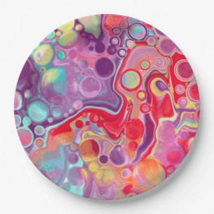 Colorful Abstract Modern Digital Art    Paper Plate