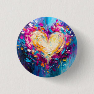 Colorful Abstract Modern Love Heart 3 Cm Round Badge