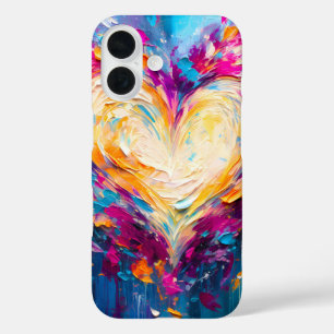 Colorful Abstract Modern Love Heart iPhone 16 Case