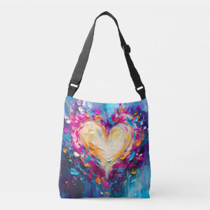 Colorful Abstract Modern Love Heart Crossbody Bag