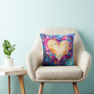 Colorful Abstract Modern Love Heart Cushion