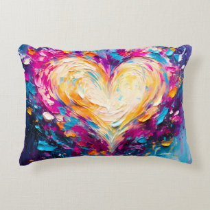 Colorful Abstract Modern Love Heart Decorative Cushion