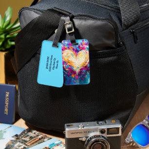 Colorful Abstract Modern Love Heart Luggage Tag