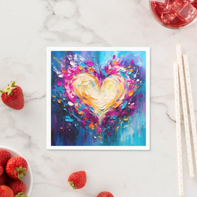 Colorful Abstract Modern Love Heart Napkin (Insitu)