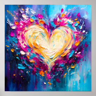 Colorful Abstract Modern Love Heart Poster