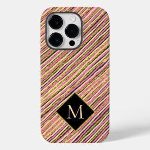 Colorful Abstract Modern Monogram Pink Yellow Gold Case-Mate iPhone 14 Pro Case