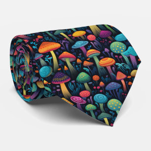 Colorful Abstract Mushrooms  Tie