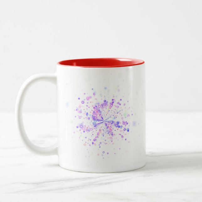 Colorful Abstract Neon Splash Two-Tone Coffee Mug (Left)