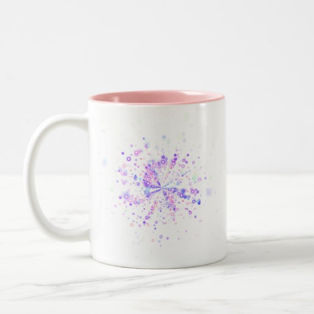 Colorful Abstract Neon Splash Two-Tone Coffee Mug (Left)