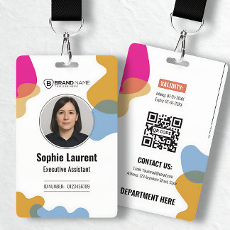 Colorful Abstract Organic Wave Employee Photo ID Badge