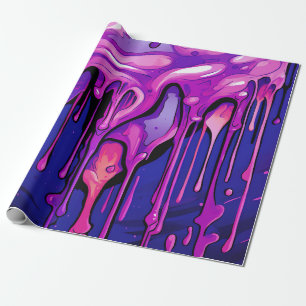 Colorful Abstract Paint Drips (8) Wrapping Paper