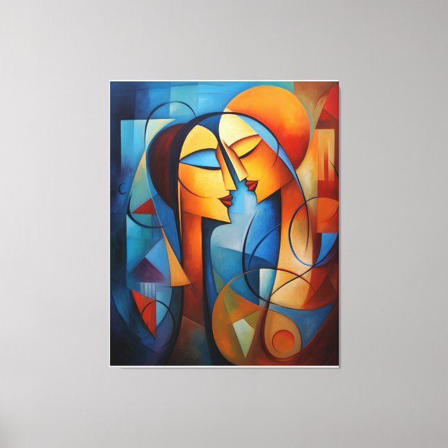 Colorful Abstract Painting Couple canvas wall Art (Front)