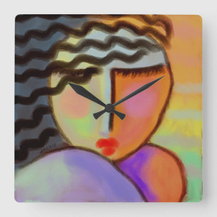 Colorful Abstract Painting Large Clock