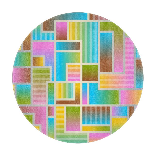 COLORFUL ABSTRACT PATTERN CUTTING BOARD (Front)