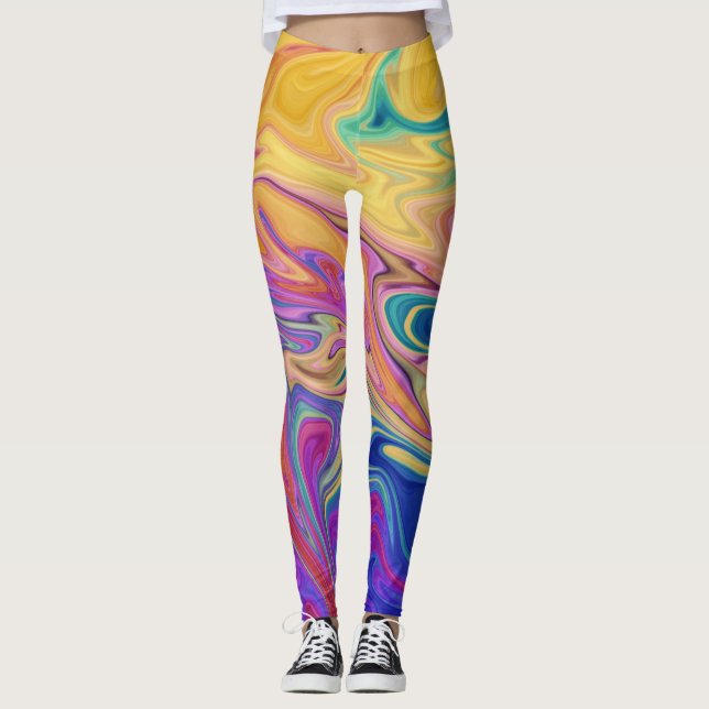 Colorful abstract pattern leggings (Front)