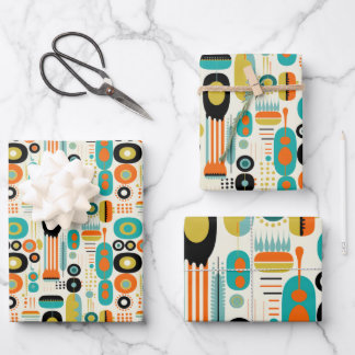 Colorful Abstract Pattern RETRO Mid Century Modern Wrapping Paper Sheet