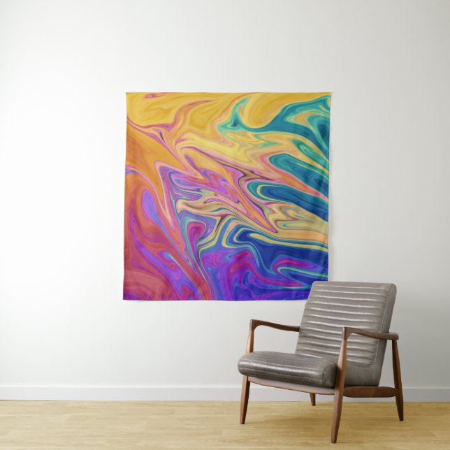 Colorful abstract pattern tapestry (In Situ)