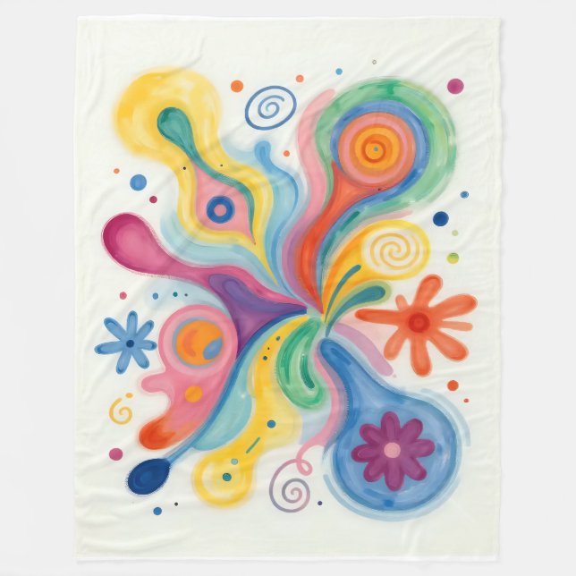 Colorful Abstract Patterns  Fleece Blanket (Front)