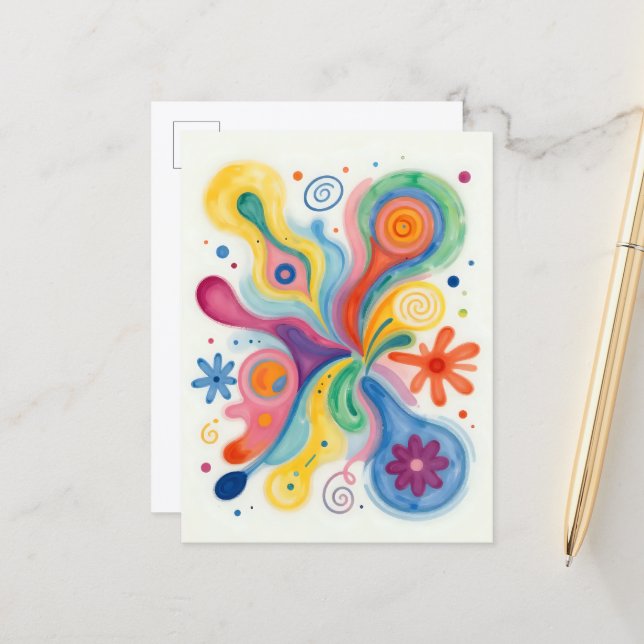 Colorful Abstract Patterns  Postcard (Front/Back In Situ)