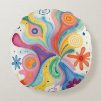 Colorful Abstract Patterns  Round Cushion