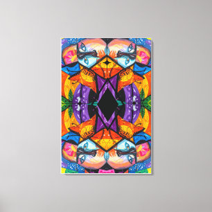 Colorful Abstract portrait with black Diamond Canvas Print