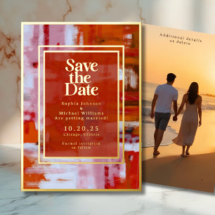 Colorful Abstract Save the Date Photo Orange Reds