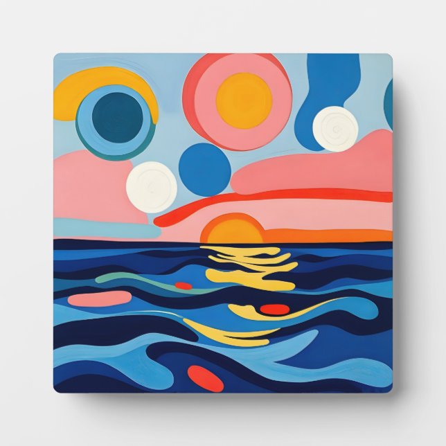 Colorful Abstract Seascape Art Plaque (Front)
