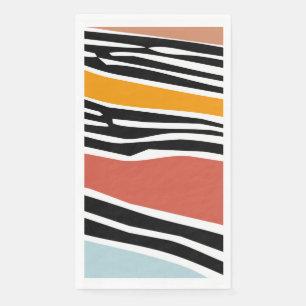 Colorful abstract shapes with zebra print design napkin