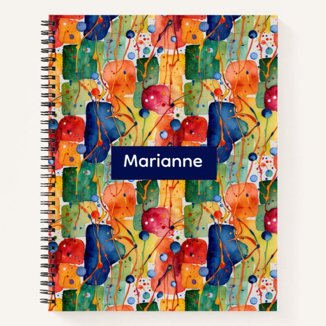 Colorful Abstract Splatter Paint Notebook (Front)