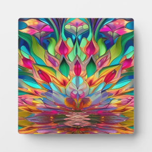 Colorful Abstract Stained Glass Plaque